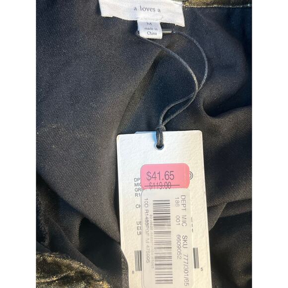 A Loves A Blouse Medium Black Gold Lace Ruffled Whimsigoth Coquette Glam NWT - Picture 5 of 8